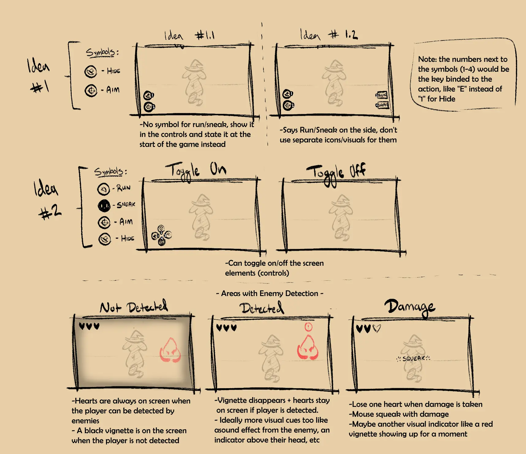 Whisker Witchery HUD Design Thumbnail Sketches - Ray Parker